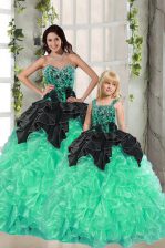 Excellent Sweetheart Sleeveless Lace Up 15 Quinceanera Dress Apple Green Organza