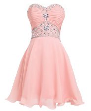  Organza Sleeveless Mini Length Prom Party Dress and Beading and Belt