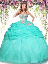  Sleeveless Beading and Pick Ups Lace Up Quinceanera Gowns
