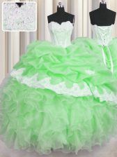 Smart Sleeveless Lace Up Floor Length Beading and Appliques and Ruffles and Pick Ups Sweet 16 Quinceanera Dress