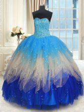  Sweetheart Sleeveless Lace Up Sweet 16 Quinceanera Dress Multi-color Tulle