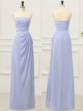 Dazzling Floor Length Empire Sleeveless Lavender Evening Dress Zipper