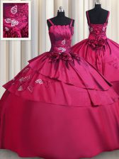 Artistic Straps Sleeveless Embroidery and Hand Made Flower Lace Up Sweet 16 Quinceanera Dress