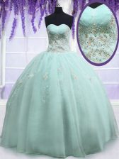 Beading and Embroidery Sweet 16 Quinceanera Dress Light Blue Zipper Sleeveless Floor Length