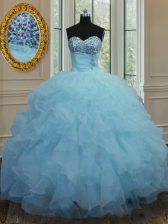 Pretty Sweetheart Sleeveless Organza Sweet 16 Quinceanera Dress Beading and Ruffles Lace Up