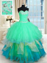 Sexy Sweetheart Sleeveless Lace Up Quinceanera Dress Multi-color Organza