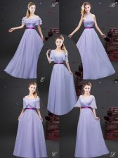Clearance Lavender Off The Shoulder Zipper Ruffled Layers and Ruching and Belt Court Dresses for Sweet 16 Sleeveless