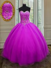 Sexy Purple Sleeveless Organza Lace Up Vestidos de Quinceanera for Military Ball and Sweet 16 and Quinceanera