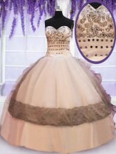 Custom Made Multi-color Organza and Taffeta Lace Up 15th Birthday Dress Sleeveless Floor Length Beading and Lace and Ruffles