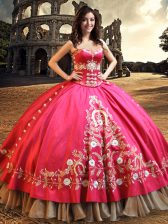  Hot Pink Sleeveless Taffeta Lace Up Sweet 16 Dresses for Military Ball and Sweet 16 and Quinceanera