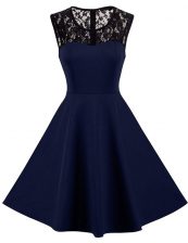  Navy Blue Prom Dress Prom and Party with Lace Scoop Sleeveless Zipper