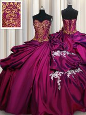 Chic Fuchsia Sleeveless Beading and Appliques and Pick Ups Floor Length Sweet 16 Quinceanera Dress