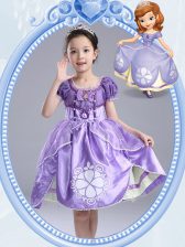 Sexy Scoop Short Sleeves Side Zipper Knee Length Beading and Pattern and Bowknot Flower Girl Dresses