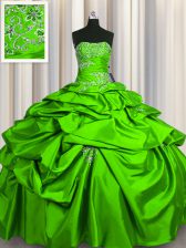  Taffeta Strapless Sleeveless Lace Up Beading and Pick Ups 15 Quinceanera Dress in 