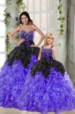 Classical Floor Length Black And Purple Quinceanera Dresses Sweetheart Sleeveless Lace Up