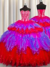 Smart Bling-bling Visible Boning Floor Length Ball Gowns Sleeveless Multi-color Quinceanera Gowns Lace Up