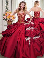 Fashion Wine Red Lace Up Sweet 16 Dresses Beading and Appliques and Pick Ups Sleeveless Floor Length