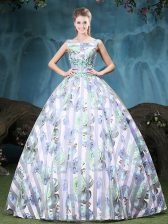 Modest Straps Tulle Sleeveless Floor Length Quince Ball Gowns and Appliques and Pattern