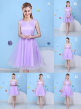  Scoop Sleeveless Lace Up Knee Length Bowknot Quinceanera Court Dresses
