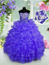  Sleeveless Lace Up Floor Length Ruffled Layers and Sequins Little Girls Pageant Gowns