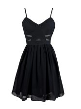 Beautiful Black A-line Ruching Prom Dress Zipper Chiffon Sleeveless Mini Length