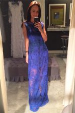  Scoop Lace Homecoming Dress Royal Blue Zipper Sleeveless Floor Length