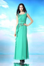 On Sale Organza Bateau Sleeveless Zipper Beading and Appliques Prom Dresses in Green