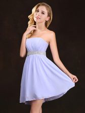 Pretty Lavender Sleeveless Sequins and Ruching Court Dresses for Sweet 16