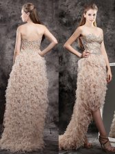  Sweetheart Sleeveless Zipper Prom Evening Gown Champagne Tulle