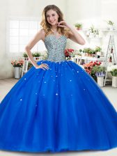  Royal Blue Sweetheart Lace Up Beading Quinceanera Gowns Sleeveless
