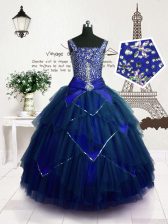  Floor Length Ball Gowns Sleeveless Royal Blue Teens Party Dress Lace Up
