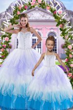  Multi-color Ball Gowns Sweetheart Sleeveless Tulle Floor Length Lace Up Beading Quinceanera Dresses
