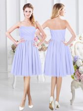 Gorgeous Lavender Chiffon Side Zipper Damas Dress Sleeveless Knee Length Ruching