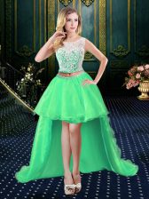  Scoop Sleeveless Clasp Handle Prom Dress Organza