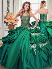Nice Dark Green Sleeveless Beading and Appliques and Pick Ups Floor Length Sweet 16 Dresses