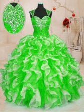 Simple Quince Ball Gowns Military Ball and Sweet 16 and Quinceanera with Beading and Ruffles Sweetheart Sleeveless Lace Up