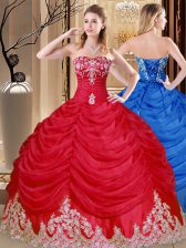  Sleeveless Lace Up Floor Length Appliques and Pick Ups 15 Quinceanera Dress