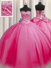 Free and Easy Big Puffy Sleeveless Lace Up Floor Length Beading Quinceanera Gowns