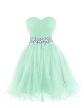  Sleeveless Mini Length Belt Lace Up Prom Party Dress with Apple Green