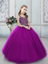 High Quality Straps Sleeveless Tulle Party Dress Beading Lace Up
