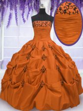 Popular Sleeveless Embroidery and Pick Ups Lace Up Ball Gown Prom Dress