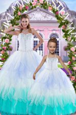 Fine Tulle Sleeveless Floor Length Quinceanera Gown and Beading