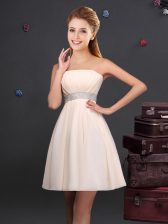  Champagne Quinceanera Court Dresses Prom and Party and Wedding Party with Sequins and Ruching Strapless Sleeveless Zipper