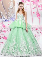  Scoop Sleeveless Organza and Tulle Lace Up Quinceanera Dresses for Military Ball and Sweet 16 and Quinceanera