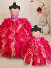 Cute Ball Gowns Sweet 16 Dresses Multi-color Sweetheart Organza Sleeveless Floor Length Lace Up