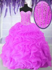 Sophisticated Organza Sleeveless Floor Length Sweet 16 Dress and Ruffles and Sequins