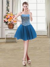  Mini Length Lace Up Homecoming Dress Teal for Prom and Party with Beading