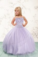 Fancy Sleeveless Beading Lace Up Party Dress for Girls