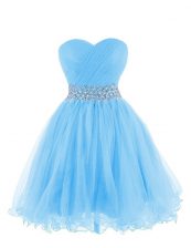 New Style Sweetheart Sleeveless Organza Prom Evening Gown Belt Lace Up