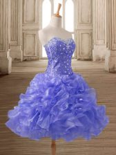  Organza Sweetheart Sleeveless Lace Up Beading and Ruffles Dress for Prom in Lavender